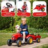 FALK - Rode Supercharger traptractor met te openen motorkap en aanhang