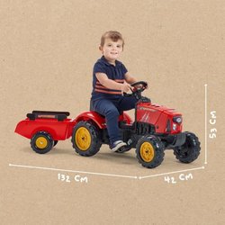 FALK - Rode Supercharger traptractor met te openen motorkap en aanhang