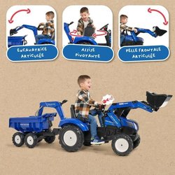 NEW HOLLAND Baggerlader + Anhänger + Bagger