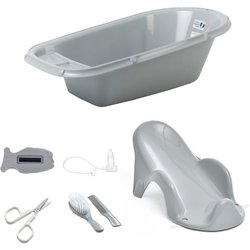 Babybad + Bad transat + Thermoter + Pinsel und Kamm + Schere + Babyfli