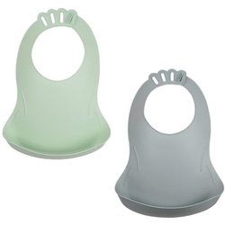 SET OF 2 CELADON GREEN BIBOU BIBS - CHARM GREY