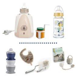 Biberon heater + 230ml glass bottle + bottle bottle + Dosseuse box of 