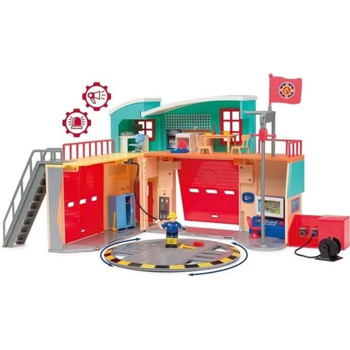 Bombero Sam Pontypandy Estación de bomberos Smoby con 1 figura - Jugue