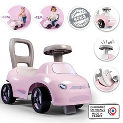 Smoby  2-in-1-Kindertrage  Auto Pink  Box unter dem Sattel + Hupe 