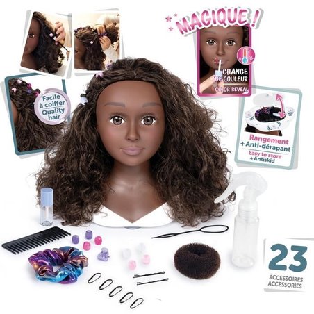 Smoby - Afro-haarstylinghoofd - Gemakkelijk te stylen - 23 realistisch