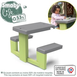 Smoby Life - Mesa de picnic adaptable a casas Smoby - 2 bancos