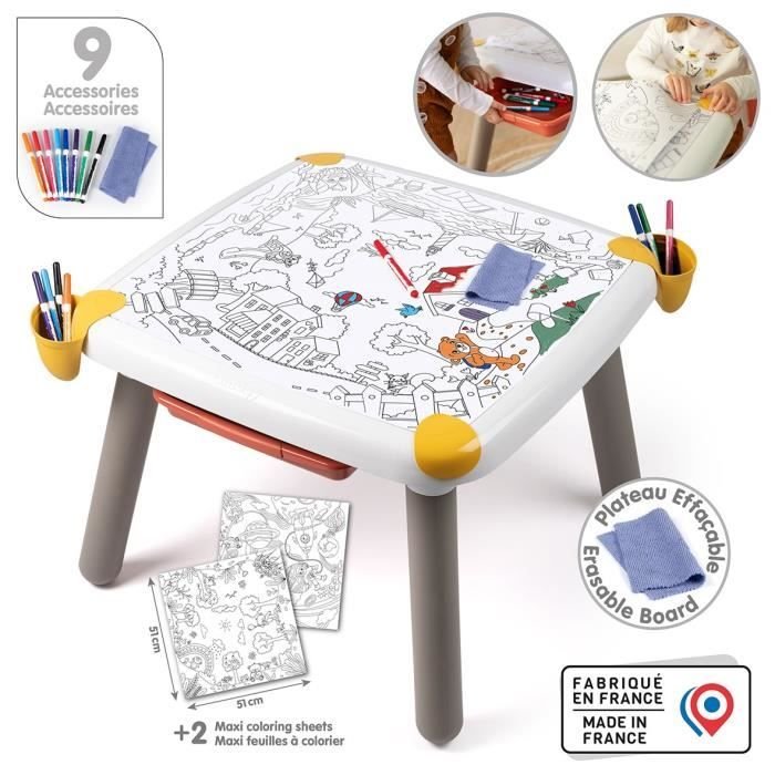Smoby - Table créative enfant - feutre effaçabl, 2 grandes feuilles de