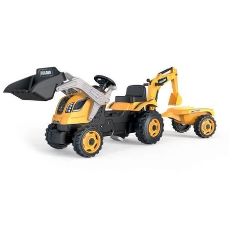 Builder Max pedal tractor + Trailer + Backhoe + Excavator - Smoby - Ye