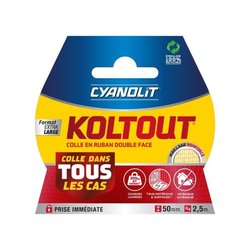Nastro biadesivo - CYANOLIT - Nastro Koltout XXL - 2,5 x 49 mm - Eleva