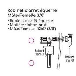 Robinet d arret équerre - ROUSSEAU - 3/8 mâle/femelle