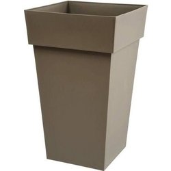 EDA Tuscan Square Top Flower Pot - 39 x 39 x H 65 cm - 62 L - Taupe