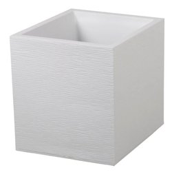 EDA Square Pot Graphit - 39 x 39 x 43 cm - Capaciteit 35 L - Witte cer