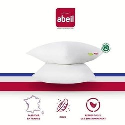 ABEIL Juego de 2 almohadas orgánicas Comfort - 60 x 60 cm - Blanco