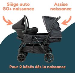 Double twin stroller - BAMBISOL - Combined Double Stroller + I-size Ca