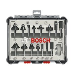 Satz mit 15 gemischten Fräsern mit 6 mm Schaft BOSCH - 2607017471
