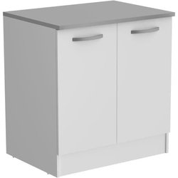 Oslo Low Furniture 2 Türen + Plan - Weißes Dekor - L 80 x D 60 x H 86 