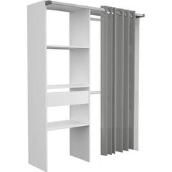 BARI Nicht ausziehbarer Kleiderschrank Weiß 1 Schublade - L 143,5 x T 