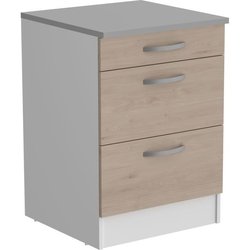 OSLO Meuble Bas 3 tiroirs + plan - Décor Chene Jackson - L 60 x P 60 x