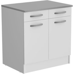 Oslo Low Furniture 2 Türen + 2 Schublade + Plan - Weiß - L 80 x D 60 x