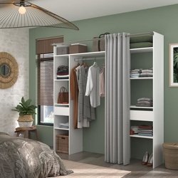 Ankleidezimmer mit Vorhang - Weiß - L 198 x T 40 x H 203 cm - ARTIKEL