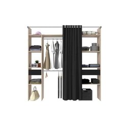 Ankleidezimmer mit Vorhang - Jackson Eiche und schwarzes Dekor - L 198