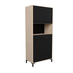 Werksküchenbuffet - Chene und Black Decor - 2 Türen + 1 Schublade - Mo