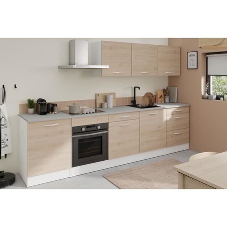 Komplette Oslo -Küche - L 300 cm - Chene Decor - Arbeitsplatte inklusi