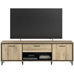 TV-Schrank mit 2 Türen und 1 Schublade - OSTARA - Eiche / Schwarz - 17
