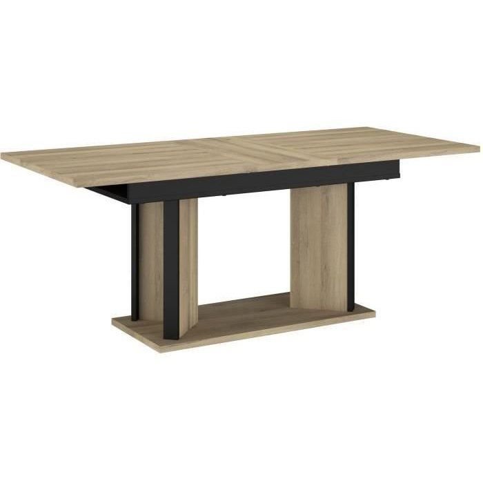 Esstisch mit Auszug - OSTARA - Rechteckig - Eiche / Schwarz - 8 Person