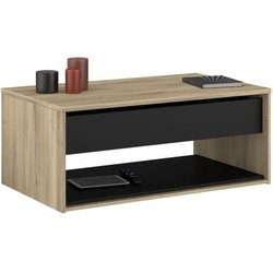 Hochklappbarer Couchtisch - OSTARA - Rechteckig - Eiche / Schwarz - Ho