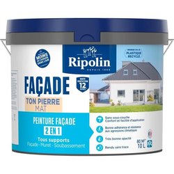 Peinture façade classic 2 en 1 - RIPOLIN - 474647 - Ton pierre - Mat -