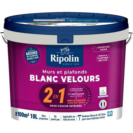 2 in 1 wall & ceiling velvet white - RIPOLIN - 10 L
