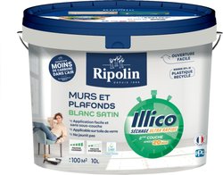 Peinture murs et plafonds - Blanc - Satin - RIPOLIN - Illico - 10 L