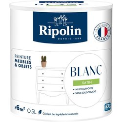 Peinture meuble et objet - Blanc - Satiné - Ripolin - 0,5L