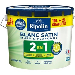 2 in 1 Wall and Ceiling Paint Satin White Ripolin 10L + 2L free