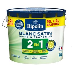 2 in 1 Wall and Ceiling Paint Satin White Ripolin 10L + 2L free