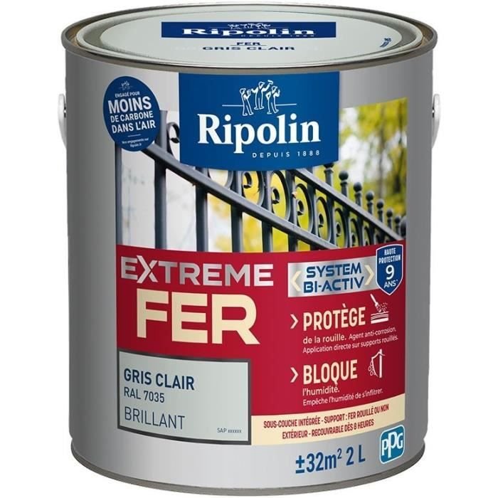 Eisenfarbe - RIPOLIN - 396709 - Hellgrau - Glänzend - 2 L