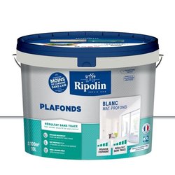 Peinture plafonds - Blanc mat - Sans trace - RIPOLIN - 10L