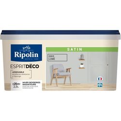 RIPOLIN Muurverf voor alle stukken, Ripolin - Satin lome grijs, 2,5L