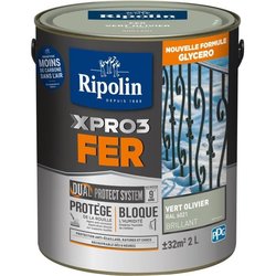 Peinture fer - RIPOLIN - 6021 - Vert Olivier - Brillant - 2L
