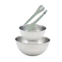 2er-Set Salatschüsseln und Salatbesteck - FACKELMANN - 20,5 und 25 cm