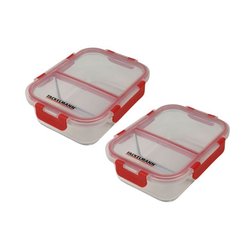 2er-Set Lunchboxen aus Glas - FACKELMANN - Move - Zwei Fächer - 1000 m