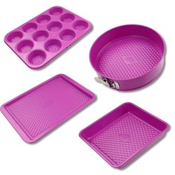 Juego de 4 moldes - FACKELMANN - Tasty Pâtisserie - 23 a 38 cm - Fucsi