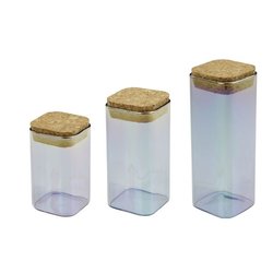 Set van 3 glazen voorraadpotten met deksel - FACKELMANN - Tasty Green 