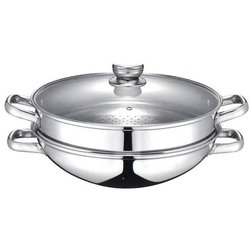 2-in-1-Wok  BAUMALU  Alle Herdarten inklusive Induktion  Glasdeckel