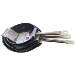 Juego de 3 sartenes - BAUMALU - Gastronomía - 20 / 24 / 28 cm - Acero 