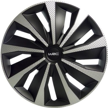 Lot de 4 Enjoliveurs 16 pouces - WRC - Bicolor noir & Carbon Style - f