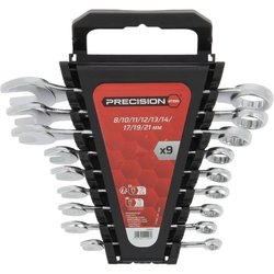 9 Combinatiesleutels met schuine dooskoppen - PRECISION STEEL