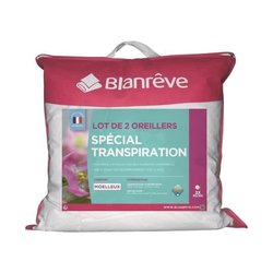 BLANREVE Juego de 2 almohadas Transpiración especial - 60 x 60 cm - Bl