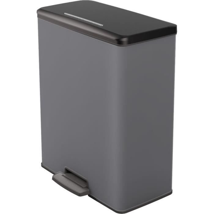 Cubo de basura rectangular - DECO BIN - CURVER - 65L - Gran capacidad 